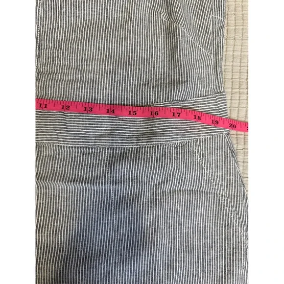 Sustainable Hemp Tencel Dress Fair Trade Coastal Stripe Button Front Pockets L - Picture 8 of 11